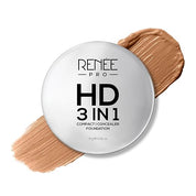 RENEE PRO HD 3 In 1 Compact,Concealer, Foundation SPF 20, Matte Finish, High Coverage, Ultralight & Silky Smooth Finish, Enriched With Vitamin E, C & Aloe Vera - 9 Gm