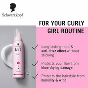 Schwarzkopf TAFT Curl Hold 3 Hair Mousse, For Long Lasting Curls