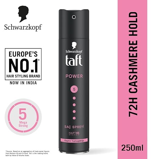Schwarzkopf TAFT Power Hair Spray With Caffeine Formula For Strengthening Hold 5, Upto 72 Hrs