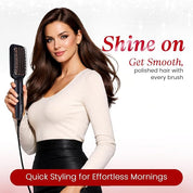 Makemeebold Hair Straightener for Women | Frizz Free Hair Straightening Brush | Ceramic Ionic Straightener Comb | PTC 30-Sec Heat-Up | 2 Heat Settings