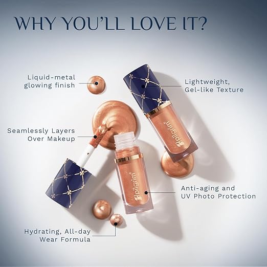 Pilgrim Glowing Delight Liquid Serum Highlighter For Face Makeup