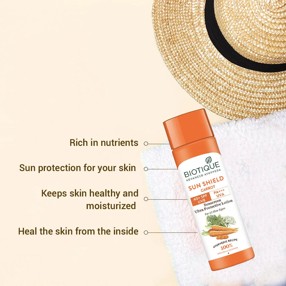 Biotique Sun shield carrot sunscreen 120ml spf 40+