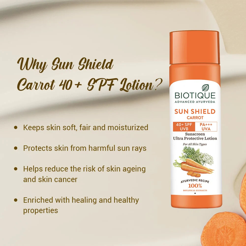 Biotique Sun shield carrot sunscreen 120ml spf 40+