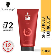 Schwarzkopf TAFT Power V12 Hair Gel With Speed Hold Technology |Fast Drying formulation| Moisturising formula| Non-stick & Easy to Wash off| No Alcohol, No Sulphate |Vegan & Peta approved - 150ML
