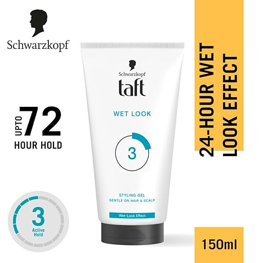 Schwarzkopf Taft Wet Hair Gel, 24-hour wet look effect, Extra Hold 3 with no stickiness