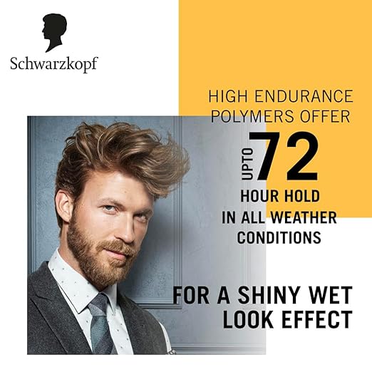 Schwarzkopf Taft Wet Hair Gel, 24-hour wet look effect, Extra Hold 3 with no stickiness