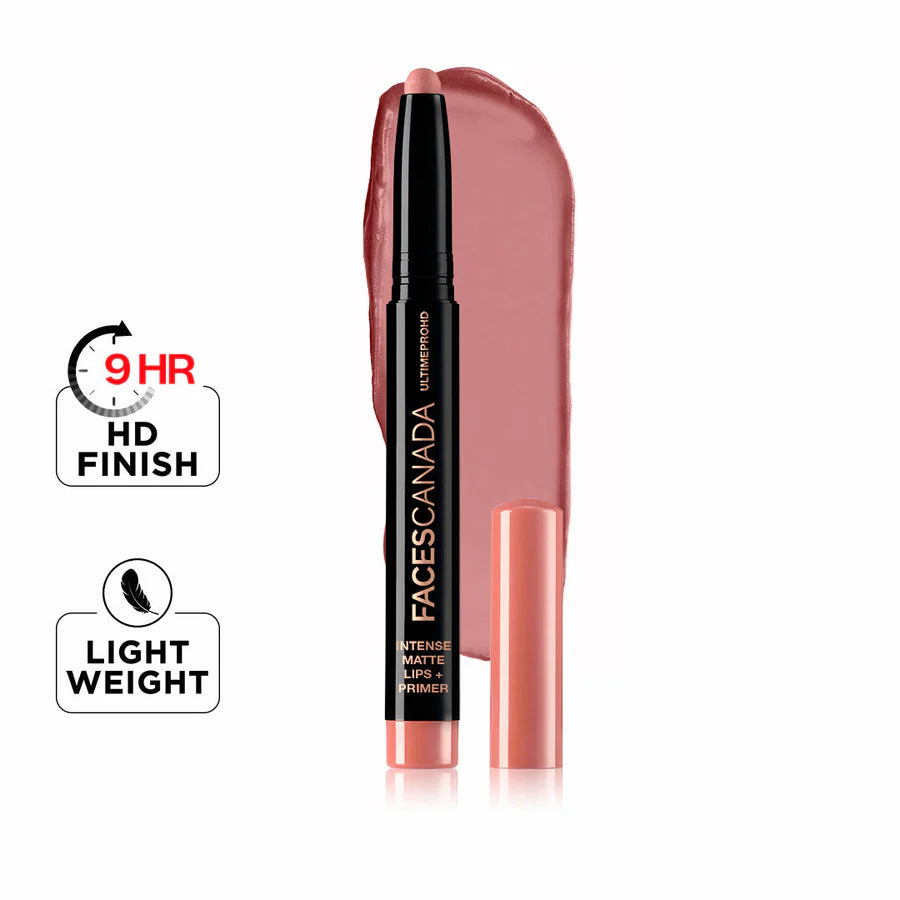 FACES CANADA Ultime Pro HD Intense Matte Lipstick + Primer , 1.4g | 9HR Long Stay | Flawless HD Matte Finish | Intense Color | Lightweight | Smooth Glide | Primer Infused