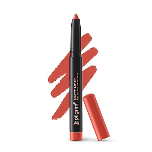 Pilgrim Long Lasting Crayon Lipstick | Intense Matte Finish | Waterproof & Lightweight | Highly Pigmented & Enriched With Ceramides & Mango Seed Oil | Smooth Glide Application