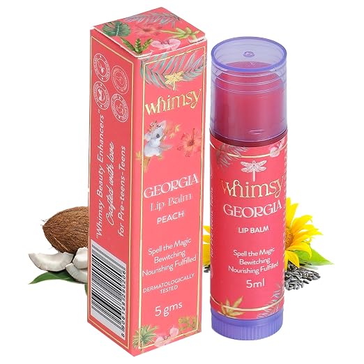 Whimsy Beauty Tinted Lip Balm for Kids, Non-Toxic Lip Balm for Dry and Chapped Lips, Hydrating and Nourishing Lip Care for Smooth Moisturised Lips, (4 to 16 years) Organic, Chemical Free (Georgia)