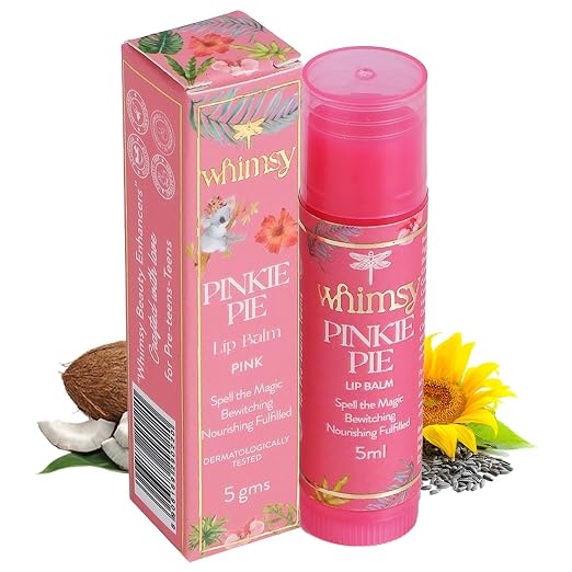 Whimsy Beauty Tinted Lip Balm for Kids, Non-Toxic Lip Balm for Dry and Chapped Lips, Hydrating and Nourishing Lip Care for Smooth Moisturised Lips, 4 to 16 years, Organic, Chemical Free (Pinky Pie)
