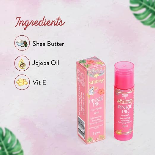 Whimsy Beauty Tinted Lip Balm for Kids, Non-Toxic Lip Balm for Dry and Chapped Lips, Hydrating and Nourishing Lip Care for Smooth Moisturised Lips, 4 to 16 years, Organic, Chemical Free (Pinky Pie)