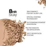 FACES CANADA 3 in 1 HD Matte Compact 8g | Compact + Foundation + Hydration | 8-Hour Stay | Soft Weightless Texture & Silky Coverage | Blends Easily