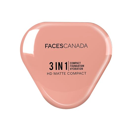 FACES CANADA 3 in 1 HD Matte Compact 8g | Compact + Foundation + Hydration | 8-Hour Stay | Soft Weightless Texture & Silky Coverage | Blends Easily