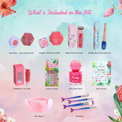 Whimsy Beauty Organic & Safe Unicorn Travel Makeup Kit | Safe, Non-Toxic Beauty Set for Girls, Preteens & Teens | Lip Balm, Lip & Cheek Tint, Lip Gloss, Eye Glitter, Nail Polish & Brushes
