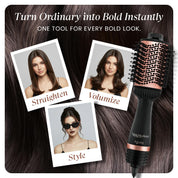 Urban Yog MakeMeeBold Hot Air Brush | 2-in-1 Hair Dryer & Straightener with 3 Temp & 2 Speed Settings, 360° Airflow Vents, PTC Fast Heating, Ceramic Plates, Auto Shut-Off | Gifts for woman