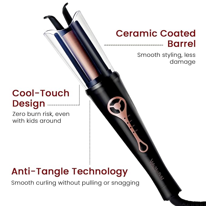 Urban yog MakeMeeBold Automatic Hair Curler| Easy Two-Way Curling Iron with 4 Temperature Settings | Gifts for woman | Anti-Scald Design, Quick Curls in 10-15 Min, Tangle-Free