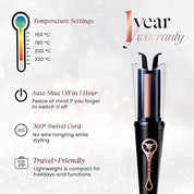 Urban yog MakeMeeBold Automatic Hair Curler| Easy Two-Way Curling Iron with 4 Temperature Settings | Gifts for woman | Anti-Scald Design, Quick Curls in 10-15 Min, Tangle-Free