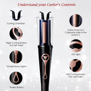 Urban yog MakeMeeBold Automatic Hair Curler| Easy Two-Way Curling Iron with 4 Temperature Settings | Gifts for woman | Anti-Scald Design, Quick Curls in 10-15 Min, Tangle-Free