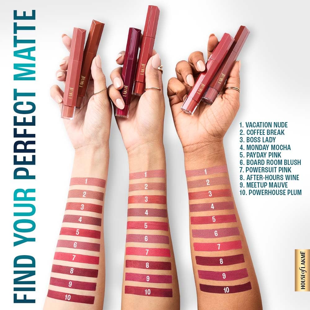 Lakme 9to5 Hya Matte, After Hours Liquid Lipstick for Soft and Supple Lips, with Hyaluronic Acid & Vitamin E, Matte Finish, Smudge-Proof, Long-Lasting, for Women, 5.3 ml,