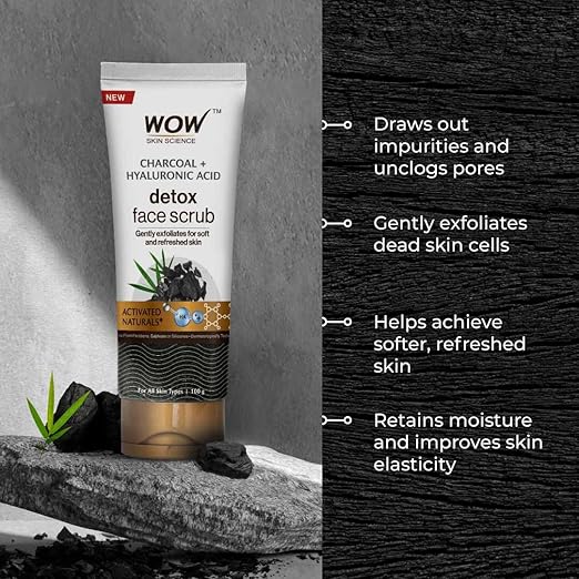WOW Skin Science Charcoal & Hyaluronic Acid Detox Face Scrub
