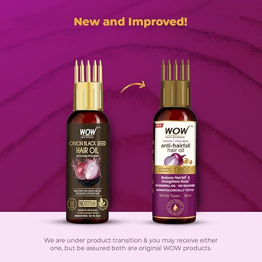 WOW Onion Black Seed Hair Oil - Controls Hair Fall - No Mineral Oil & Silicones