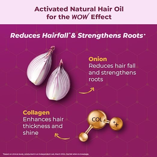 WOW Onion Black Seed Hair Oil - Controls Hair Fall - No Mineral Oil & Silicones