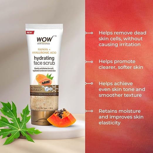 WOW Skin Science Papaya and Hyaluronic Acid Hydrating Face Scrub