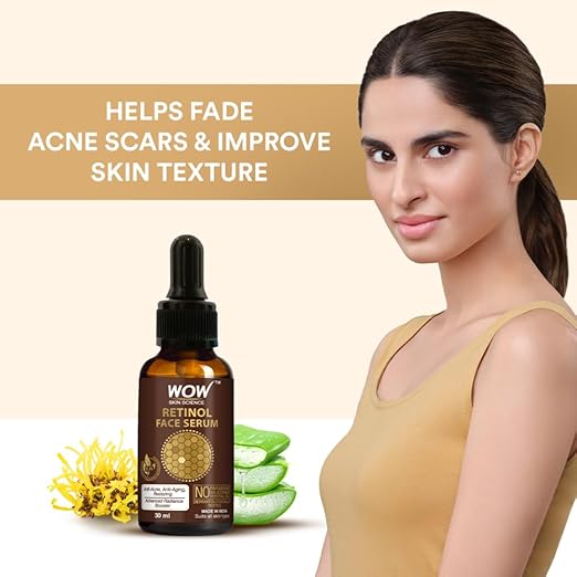 WOW Skin Science Retinol Face Serum - Oil Free - Skin Plumping, Boost Collagen, Anti Acne, Anti Aging, Restoration - No Parabens, Silicones & Mineral Oil, 30 ml