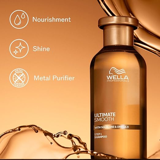 Wella Professionals Ultimate Smooth Shampoo with Squalane and Omega-9 for dry, dull, & frizzy hair | 250ml