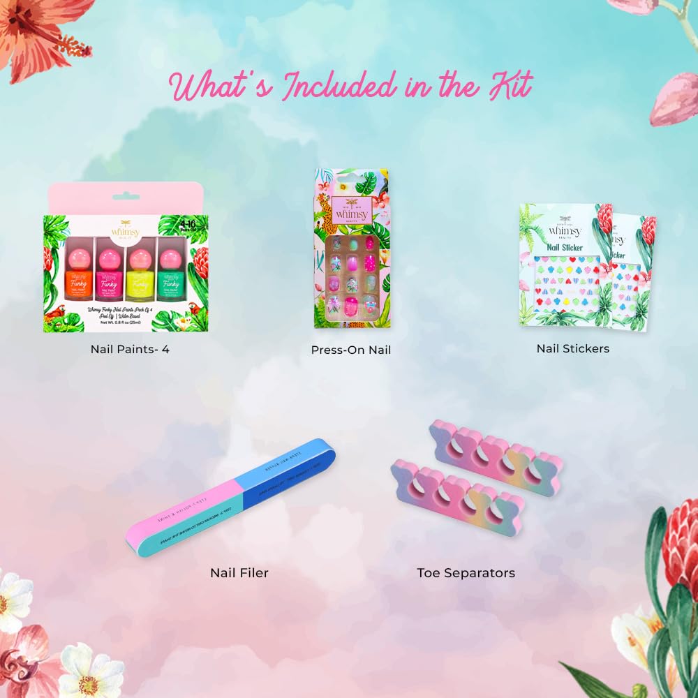 Whimsy Beauty Sweet Shine Nail Kit for Kids & Pre-Teens | Kids Nail Colours with Nourishing Oils | Everyday Nail Care Kit