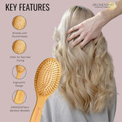 Wooden Bristle Paddle Hair Brush For Men and Women Oval Style (Big) | Oval Big Bamboo | Wooden Paddle Hair Brush for Women & Men | Eco-Friendly Anti-Frizz Hairbrush for Smooth & Healthy Hair | | Large for Detangling & Styling