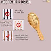 Wooden Bristle Paddle Hair Brush For Men and Women Oval Style (Big) | Oval Big Bamboo | Wooden Paddle Hair Brush for Women & Men | Eco-Friendly Anti-Frizz Hairbrush for Smooth & Healthy Hair | | Large for Detangling & Styling