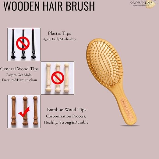 Wooden Bristle Paddle Hair Brush For Men and Women Oval Style (Big) | Oval Big Bamboo | Wooden Paddle Hair Brush for Women & Men | Eco-Friendly Anti-Frizz Hairbrush for Smooth & Healthy Hair | | Large for Detangling & Styling