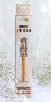 Wooden hair brush for Women & Men Boar Bristle Wooden Paddle hair brush for men women Curly hair Nylon brush for hair growth with flat paddle brush (Nylone Bristles Round, Brown)