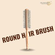 Wooden hair brush for Women & Men Boar Bristle Wooden Paddle hair brush for men women Curly hair Nylon brush for hair growth with flat paddle brush (Nylone Bristles Round, Brown)