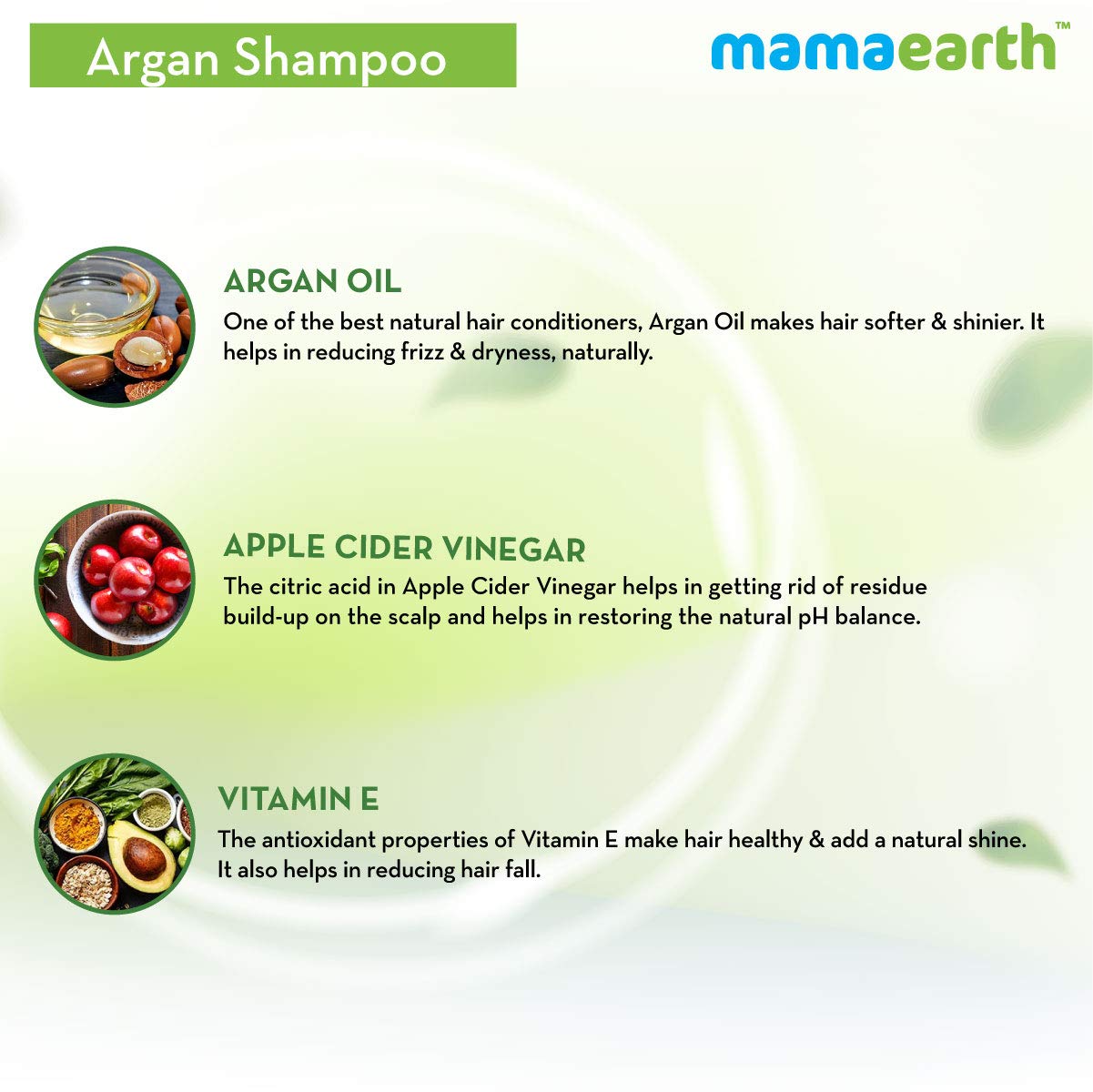 Mamaearth Argan & Apple Cider Vinegar Shampoo For Frizz Free & Strong Hair (250ml)