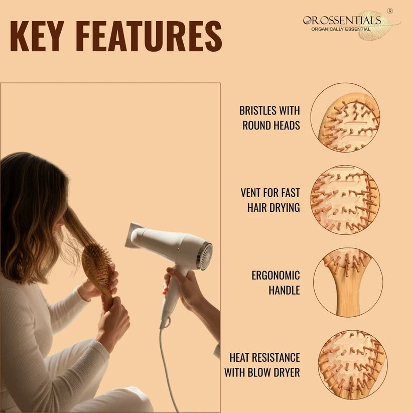 OROSSENTIALS Bamboo Bristles Vent Hair Brush ORO-049