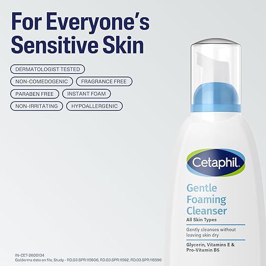Cetaphil Foaming Face Wash, Gentle Foaming Cleanser For All Skin Types - 236 Ml| Foaming Face Wash With Vitamin E, B5| Dermatologist Recommended| Paraben, Sulphate Free