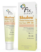 Fixderma Shadow Tinted Sunscreen Medium SPF 50 PA+++ | 1% Hyaluronic Acid & Vitamin E | Brightens & Nourishes the Skin | UVA & UVB Protection | Lightweight | No White Cast | For All Skin Types - 30gm