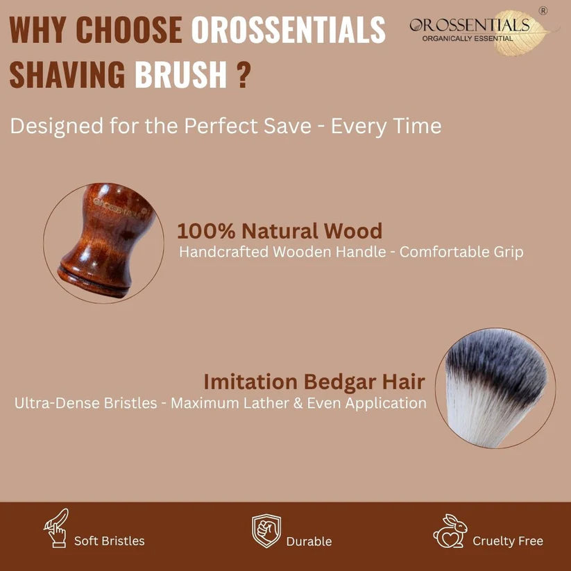 OROSSENTIALS Wooden Shaving Brush For Men