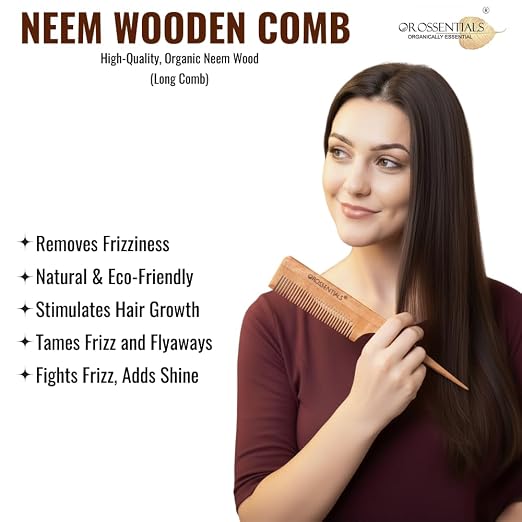 neem wooden comb || neem tail comb || natural neem wood tail comb for styling || neem wooden hair comb with tail handle