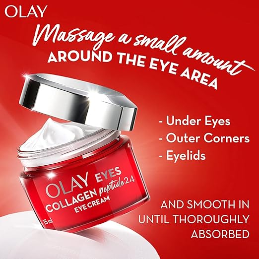 olay eye cream | Reduces Dark Circle, Wrinkles and Puffiness | With Peptides and Niacinamide | Normal, Oily, Dry & Combination Skin l Paraben & Sulphate free | 15ml (Collagen Peptide 24)