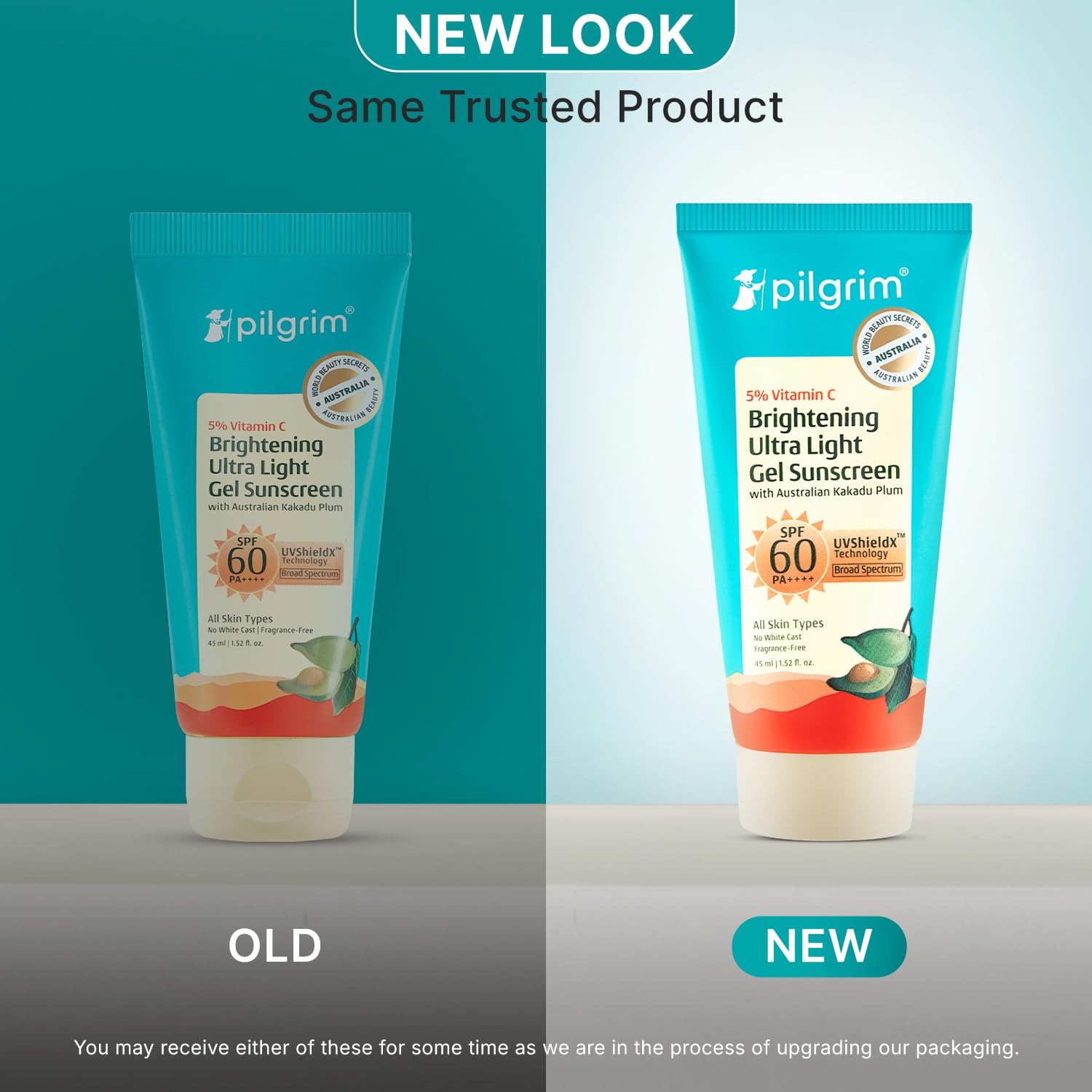 Pilgrim 5% Vitamin C Brightening Ultra Light Gel Sunscreen SPF 60 PA++++ 45ml