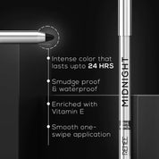 RENEE Midnight Mini Kohl Pencil, Darkest black, One-Swipe