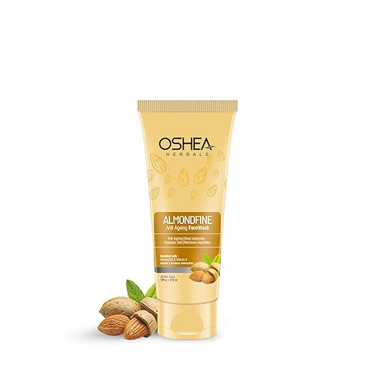 Oshea Herbals Almondfine Anti Agining Gel Face Wash For All Skin Types | Deep Cleansing & Hydrates Skin with Almond Oil & Vitamin E 100gm